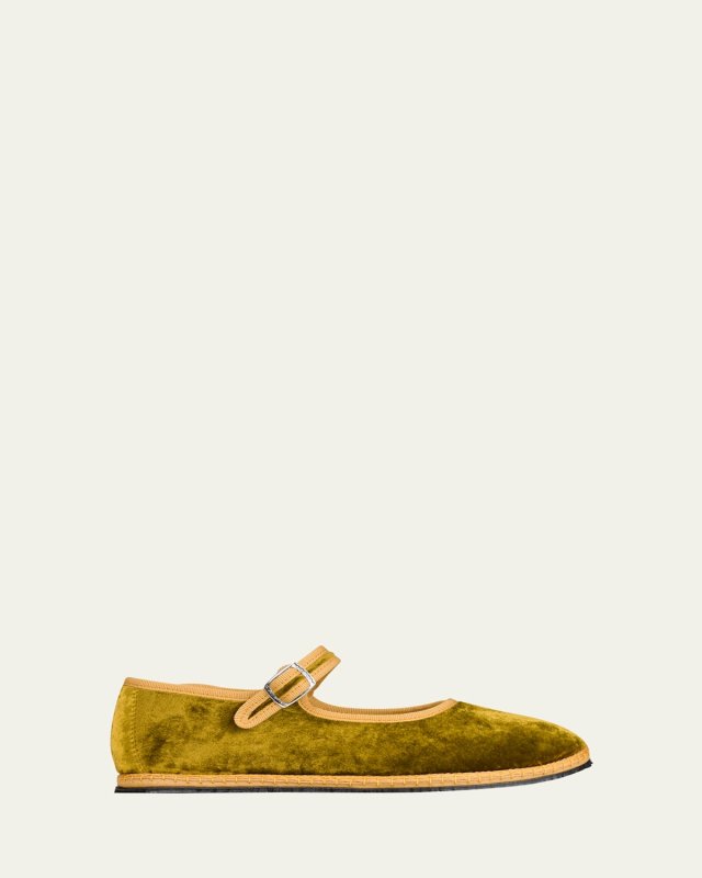Velvet Mary Jane Ballerina Flats